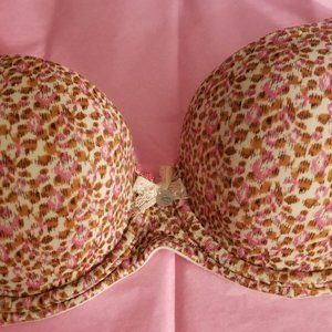 Body By Victoria Lined Demi Pink Brown Leopard 34D